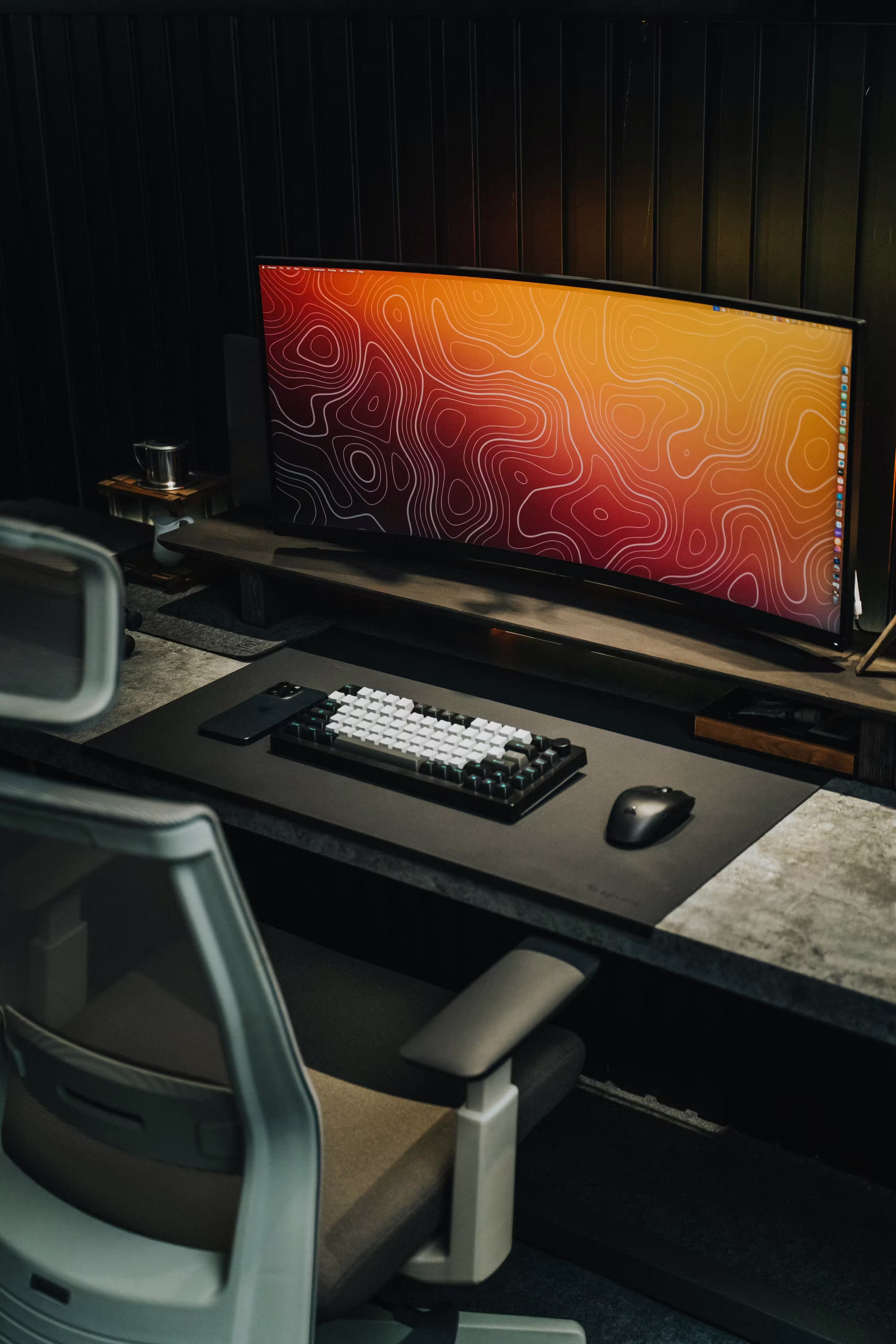 Software development workstation with dual monitors in a modern office